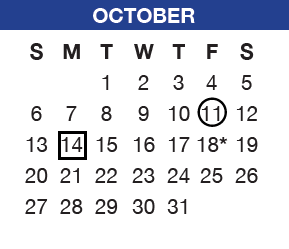 District School Academic Calendar for Sheridan Elem for October 2024