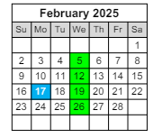 District School Academic Calendar for Sunset Vista for February 2025