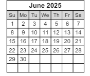 District School Academic Calendar for Sunset Vista for June 2025