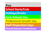 District School Academic Calendar Legend for Sunset Vista