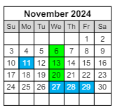 District School Academic Calendar for Sunset Vista for November 2024