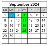 District School Academic Calendar for Sunset Vista for September 2024