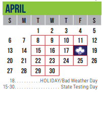 District School Academic Calendar for Lorenzo De Zavala Elementary for April 2025