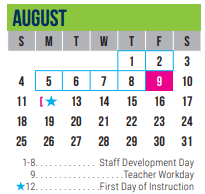 District School Academic Calendar for Excel Academy (murworth) for August 2024