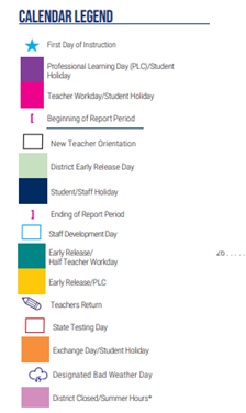 District School Academic Calendar Legend for Lorenzo De Zavala Elementary