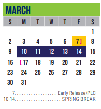 District School Academic Calendar for Lorenzo De Zavala Elementary for March 2025