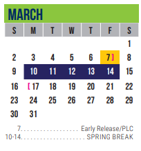 District School Academic Calendar for Excel Academy (murworth) for March 2025