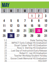 District School Academic Calendar for Excel Academy (murworth) for May 2025