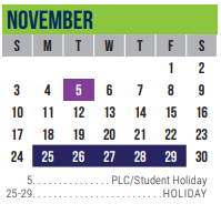 District School Academic Calendar for Excel Academy (murworth) for November 2024