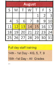 District School Academic Calendar for Chamberlain Elementary School for August 2024