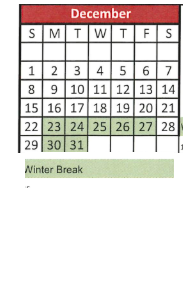 District School Academic Calendar for Chamberlain Elementary School for December 2024