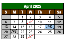 District School Academic Calendar for Lewis And Clark Elementary School for April 2025