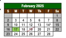 District School Academic Calendar for Lewis And Clark Elementary School for February 2025