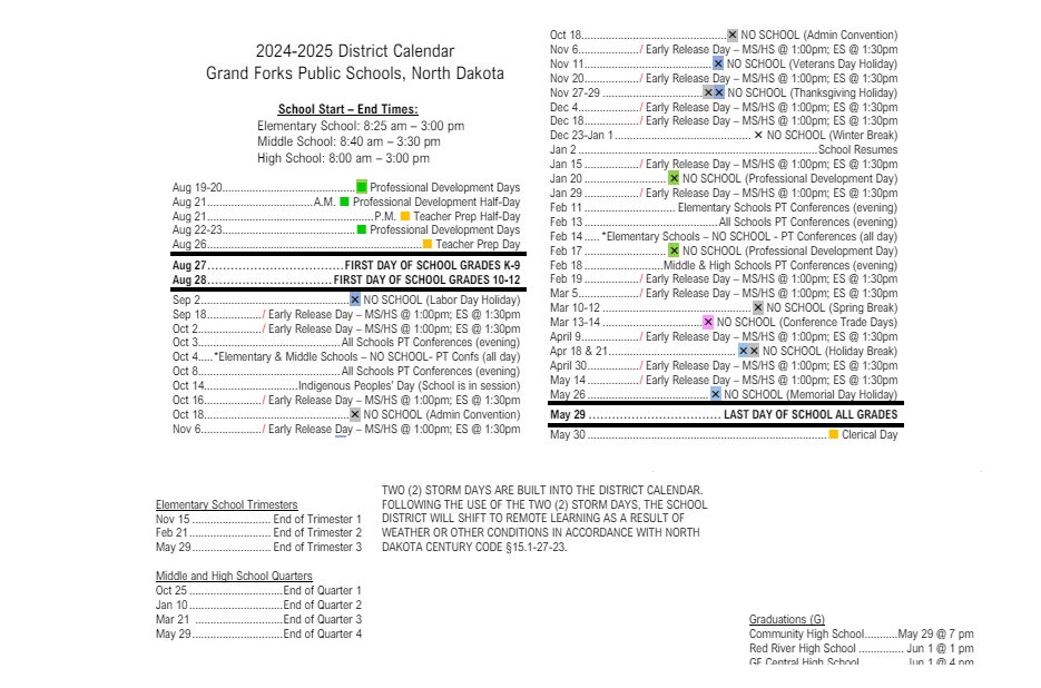 District School Academic Calendar Key for Lewis And Clark Elementary School