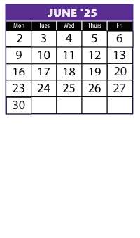 District School Academic Calendar for Central NE Support Serv Prog for June 2025