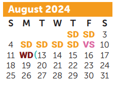 District School Academic Calendar for Juan Seguin Elementary for August 2024