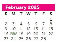 District School Academic Calendar for John Garner Elementary for February 2025