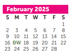 District School Academic Calendar for Milam Elementary for February 2025