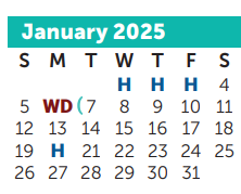 District School Academic Calendar for Bill Arnold Middle School for January 2025