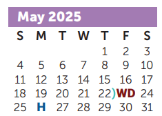 District School Academic Calendar for Florence Hill Elementary for May 2025