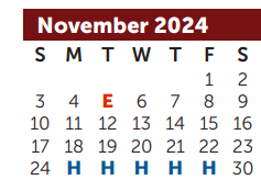 District School Academic Calendar for Juan Seguin Elementary for November 2024