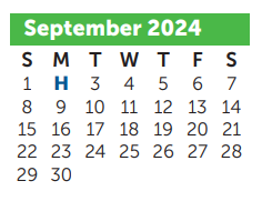 District School Academic Calendar for Bonham Elementary for September 2024