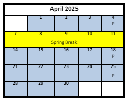 District School Academic Calendar for Arcadia School for April 2025