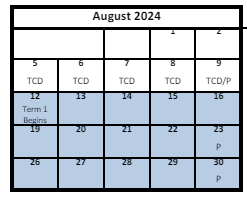 District School Academic Calendar for Taylorsville High for August 2024