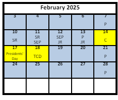 District School Academic Calendar for Alternative 3a-jr High for February 2025