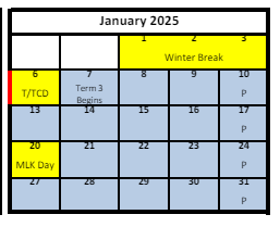 District School Academic Calendar for Valley Crest School for January 2025