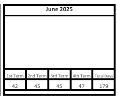 District School Academic Calendar for Valley Crest School for June 2025