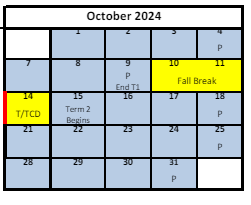 District School Academic Calendar for Alternative 3a-jr High for October 2024