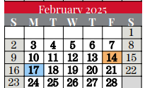 District School Academic Calendar for Heritage Middle for February 2025
