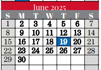 District School Academic Calendar for Taylor Elementary for June 2025