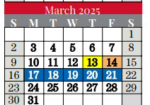 District School Academic Calendar for Grapevine Elementary for March 2025
