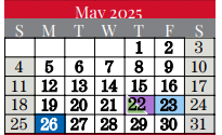 District School Academic Calendar for Bear Creek Elementary for May 2025