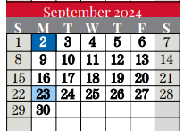 District School Academic Calendar for Grapevine Elementary for September 2024