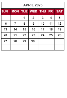 District School Academic Calendar for Spring Hill Elementary School for April 2025