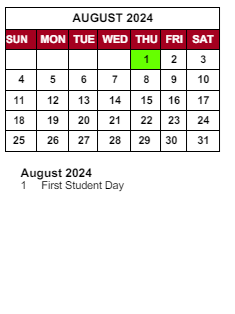 District School Academic Calendar for Spring Hill Elementary School for August 2024