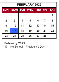 District School Academic Calendar for Spring Hill Elementary School for February 2025
