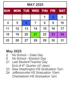 District School Academic Calendar for Spring Hill Elementary School for May 2025