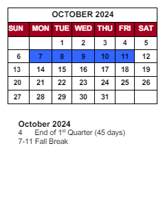 District School Academic Calendar for Spring Hill Elementary School for October 2024