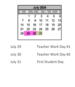 District School Academic Calendar for Greenfield Intermediate School for July 2024