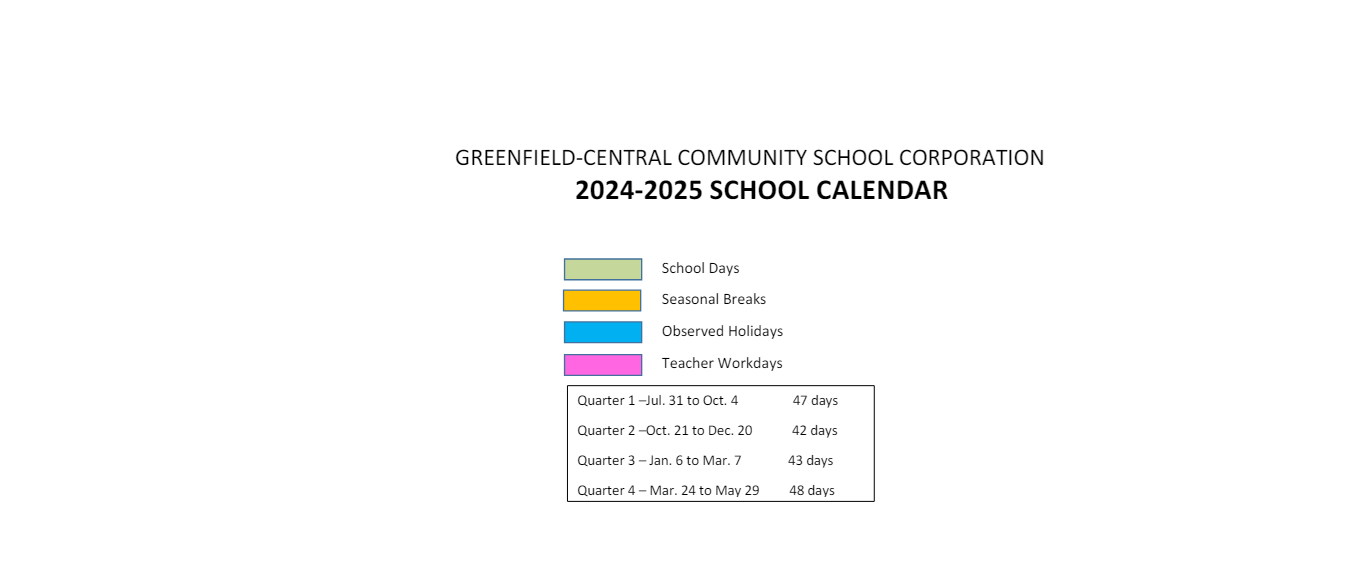 District School Academic Calendar Key for Greenfield Intermediate School