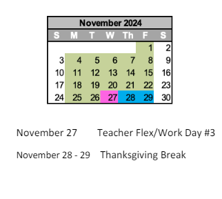 District School Academic Calendar for Greenfield Intermediate School for November 2024