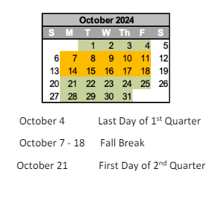 District School Academic Calendar for Greenfield Intermediate School for October 2024