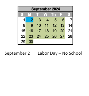 District School Academic Calendar for Greenfield Intermediate School for September 2024