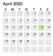 District School Academic Calendar for Overbrook Child Dev Ctr for April 2025