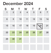 District School Academic Calendar for Stone Elementary for December 2024