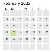 District School Academic Calendar for Alexander Elementary for February 2025